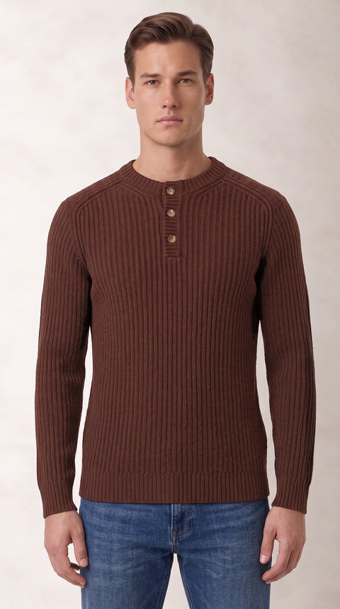 Saxon Button Ribbed Knitwear 01