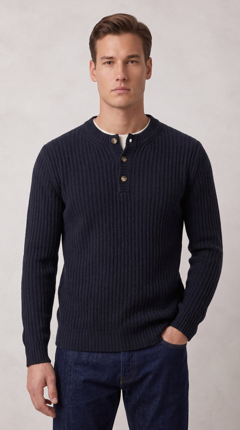 Saxon Button Ribbed Knitwear 01