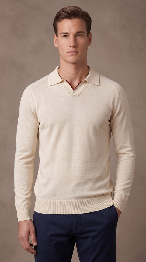 Saxon Wool-Blend V-Neck Polo 02