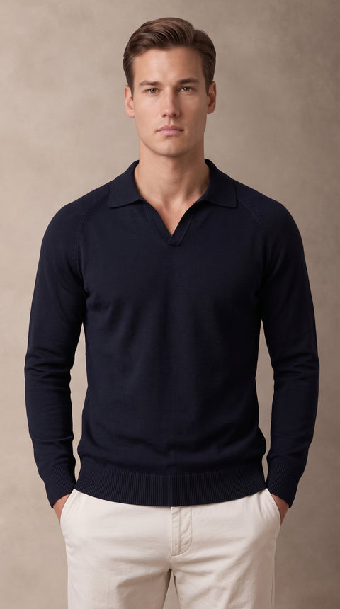 Saxon Wool-Blend V-Neck Polo 02