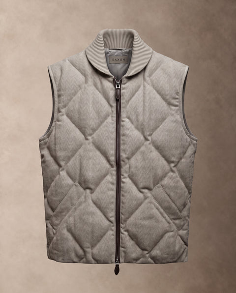 Saxon Herringbone Wool Vest