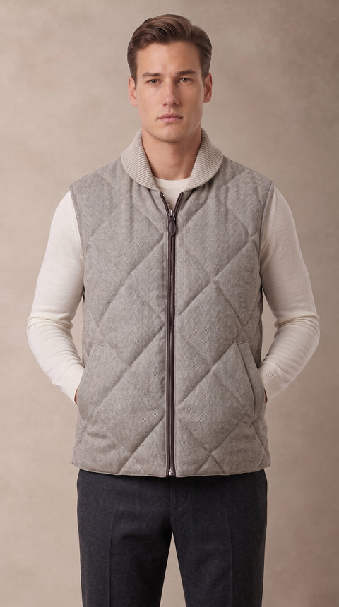 Saxon Herringbone Wool Vest