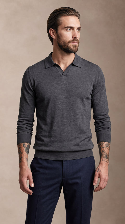Saxon Wool V-Neck Polo 01