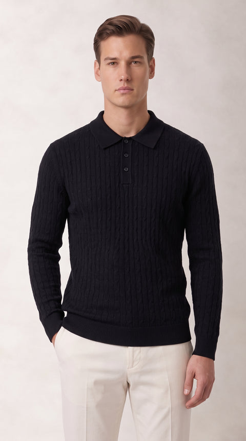 Saxon Button Knit Polo 01