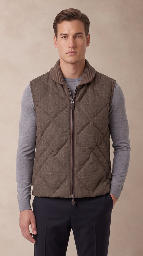 Saxon Herringbone Wool Vest