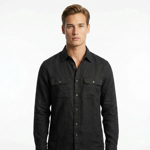 organic Linen Shirt 2 pockets